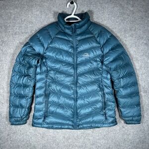 LL Bean Puffer Jacket Womens M Blue 850 Down Ultralight Hoodless Winter Warm